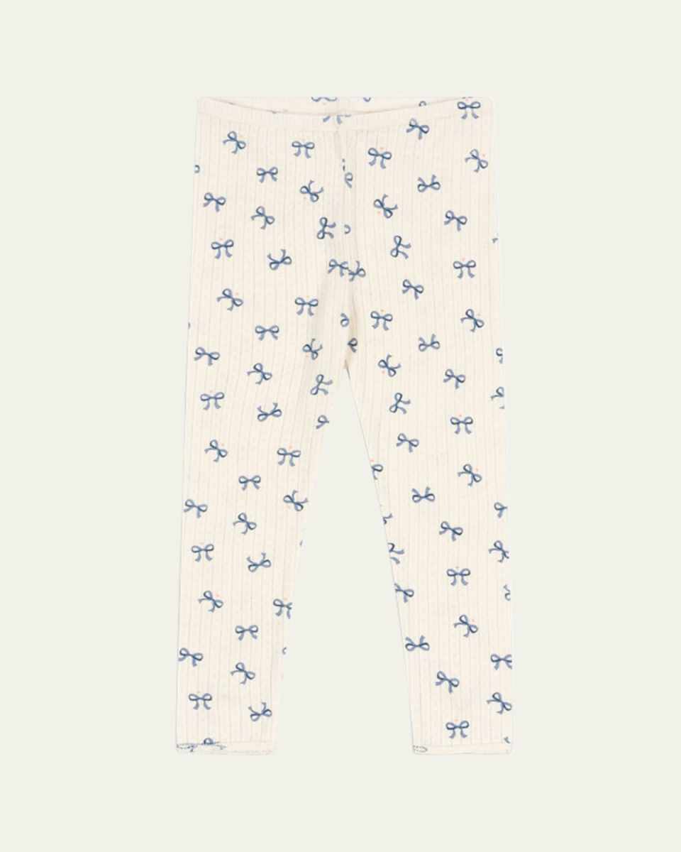 Girl's Minnie Bow-Print Pointelle Knit Pa